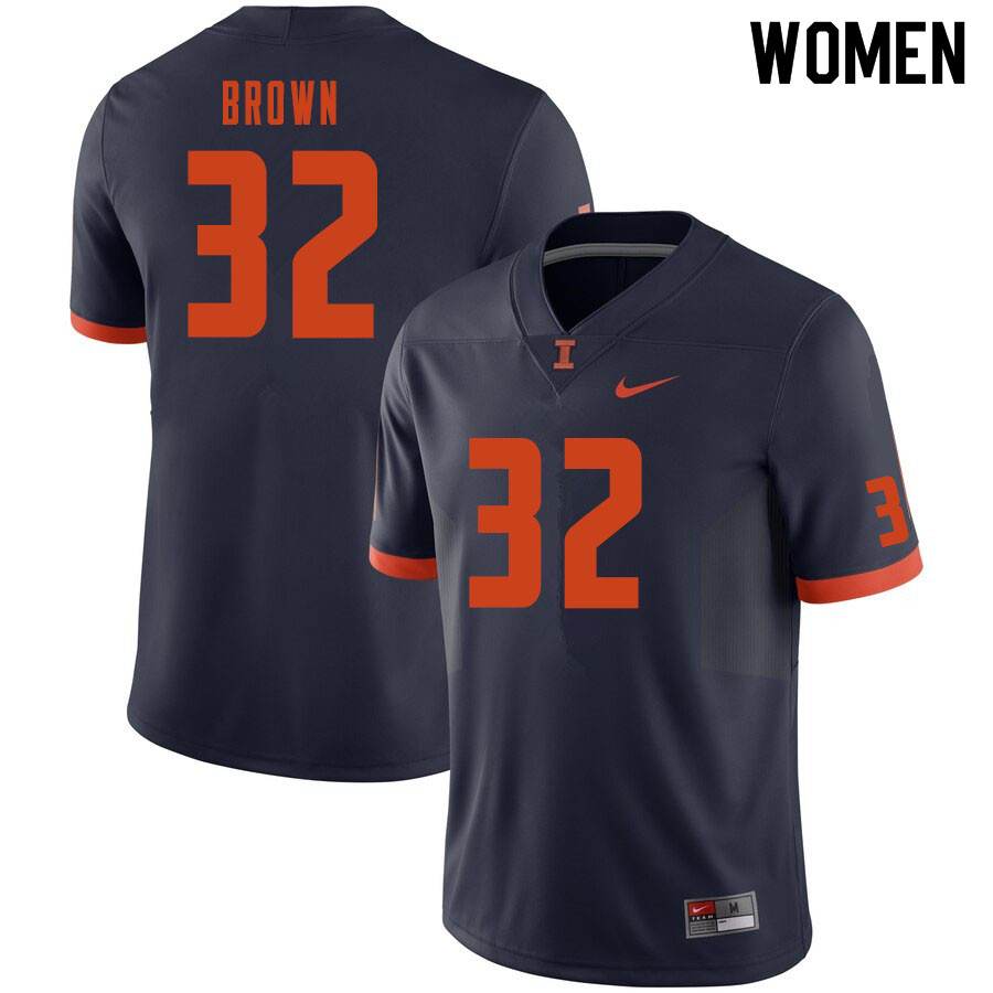 Women #32 Chase Brown Illinois Fighting Illini College Football Jerseys-Navy